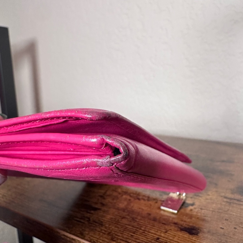 Authentic YSL Yves Saint Laurent Vibrant Pink Leather Wallet - Picture 6 of 11